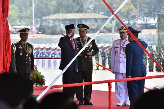 Presiden Jokowi pada perayaan HUT ke-72 TNI, Kamis (5/10)