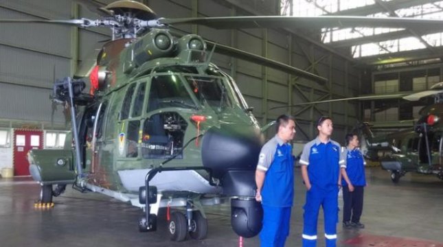 EC 725 Cougar helicopter made by PT Dirgantara Indonesia. (KOMPAS.com/Reni Susanti)