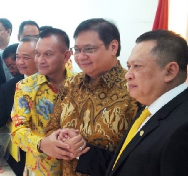 Ketua DPR Bambang Soesatyo dan Ketum Golkar Airlangga Hartarto (Foto B1)