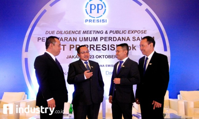 President Director of PT PP Precision Tbk Iswanto Amperawan, Finance Director Benny Pidakso and Independent Director Arief Subyandono after Public Expose PT PP Precision Tbk (dok INDUSTRY.co.id)