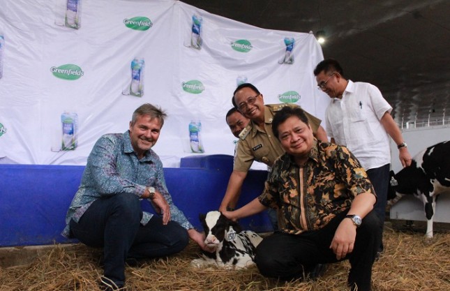 Menperin Airlangga Hartanto when inaugurated the integrated cattle factory PT Greenfields Indonesia (Photo: Humas)