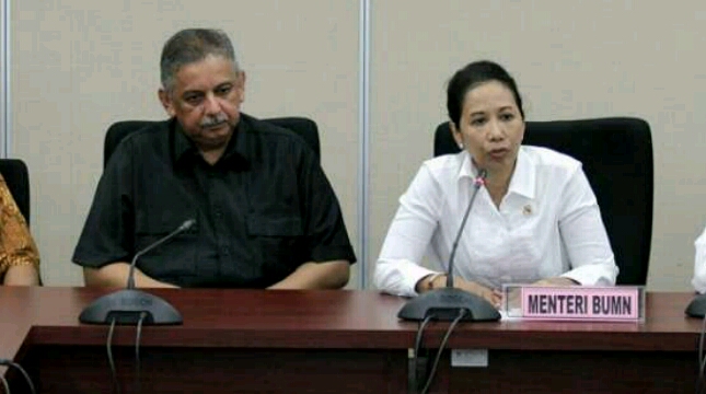 Direktur Utama PT PLN Sofyan Basir dan Menteri BUMN Rini Soemarno