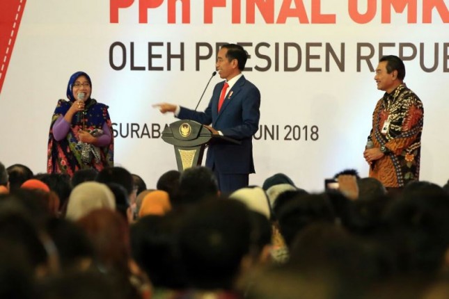 Presiden Jokowi saat peluncuran Pajak Penghasilan (PPh) final UMKM menjadi 0,5% (Dok Industry.co.id)