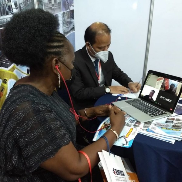 The ITPC Lagos facilitates online meeting between Indonesian business entities and prospective buyers at EMWA 2021 at Lagos, Nigeria. Photo by: Twitter account of the ITPC Lagos @itpclgs