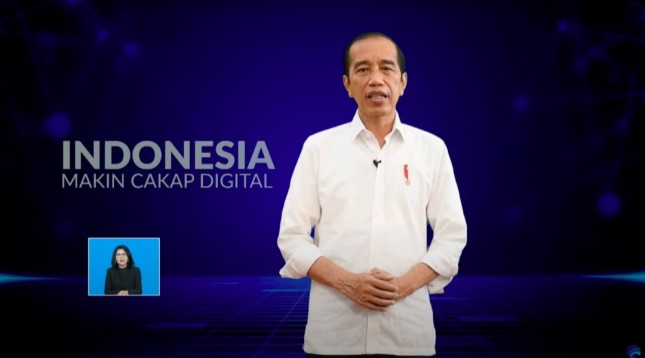 President Jokowi delivers remarks on the virtual launching of the National Digital Literacy Program, Thursday (20/5). (Source: Screenshot from Ministry of Communications and Informatics YouTube TV)