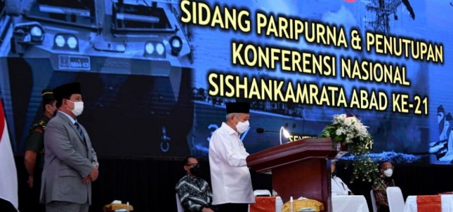 Vice President Ma’ruf Amin during Closing of National Conference on Public Security and Defense System, at Sentul, West Java province, Friday (18/6). (Photo: Vice President Secretariat)