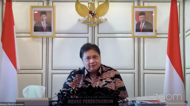 Coordinating Minister for Economic Affairs Airlangga Hartarto (23/08/2021). (Source: YouTube Channel of Presidential Secretariat)