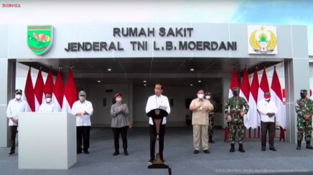 President Joko Widodo inaugurates TNI General L.B. Moerdani Modular Hospital in Merauke regency, Papua province, on Sunday (03/10). (Photo: Screenshot of Presidential Secretariat’s Youtube Channel)