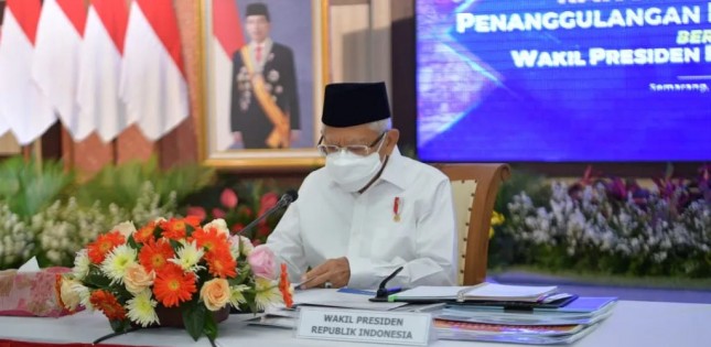 Vice President Ma’ruf Amin leads a Coordination Meeting on Extreme Poverty Eradication in Central Java province (Photo by: Vice President Secretariat’s Press, Media, and Information Bureau)