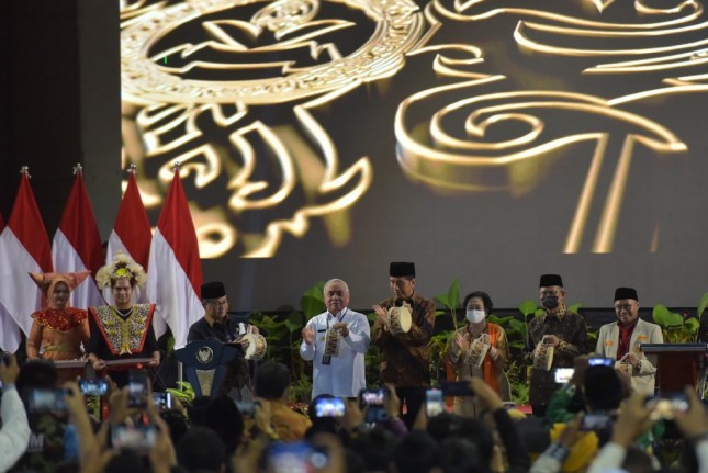 President Jokowi opening the 2023 Muhammadiyah Youth XVIII Conference, Wednesday (22/02/2023), at the Balikpapan Sport and Convention Center, Balikpapan City, East Kalimantan. (Photo: Public Relations of Setkab/Teguh) 
