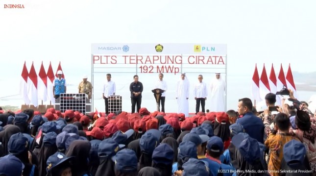 President Jokowi inaugurated the 192 MWp Cirata Floating PLTS, Thursday (09/11/2023) in Purwakarta, West Java. (Source: Screenshot)
