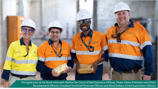 Montage Gold achieves first gold pour at its Koné mine on budget and ahead of schedule