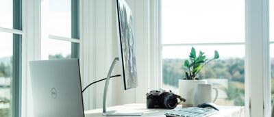 Home office workspace for freelancing and earning money online